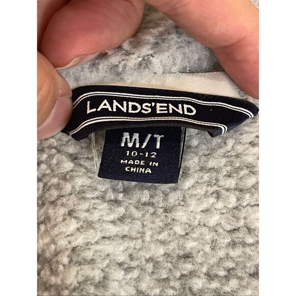 Lands’ End women’s fleece hooded medium tall gray 10-12 - Picture 6 of 6